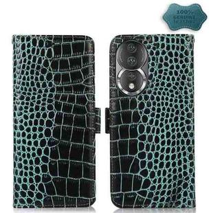 For Honor 80 Crocodile Top Layer Cowhide Leather Phone Case(Green)