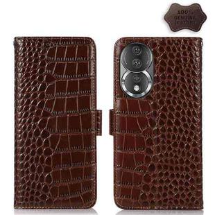 For Honor 80 Crocodile Top Layer Cowhide Leather Phone Case(Brown)