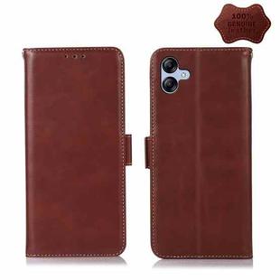 For Samsung Galaxy A04e Crazy Horse Top Layer Cowhide Leather Phone Case(Brown)