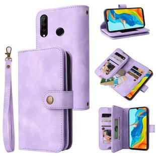 For Huawei P30 Lite Multifunctional Card Slot Zipper Wallet Leather Phone Case(Purple)