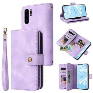 For Huawei P30 Pro Multifunctional Card Slot Zipper Wallet Leather Phone Case(Purple)