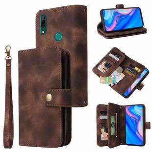 For Huawei P Smart Z Multifunctional Card Slot Zipper Wallet Leather Phone Case(Brown)