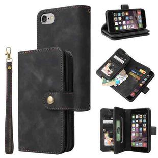 For iPhone 6s / 6 Multifunctional Card Slot Zipper Wallet Leather Phone Case(Black)