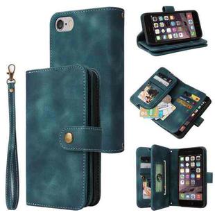 For iPhone 6s / 6 Multifunctional Card Slot Zipper Wallet Leather Phone Case(Blue)