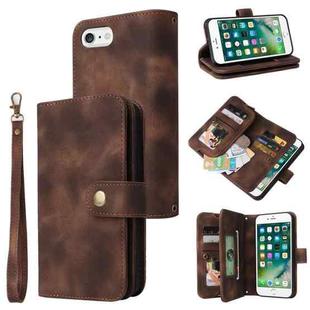 For iPhone 6s Plus / 6 Plus Multifunctional Card Slot Zipper Wallet Leather Phone Case(Brown)