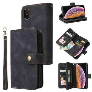 For iPhone XS Max Multifunctional Card Slot Zipper Wallet Leather Phone Case(Black)