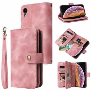 For iPhone XR Multifunctional Card Slot Zipper Wallet Leather Phone Case(Rose Gold)
