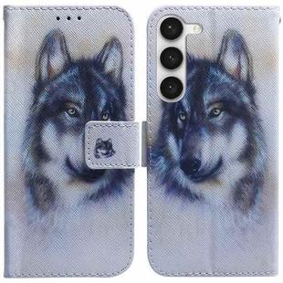 For Samsung Galaxy S23 5G Coloured Drawing Flip Leather Phone Case(White Wolf)