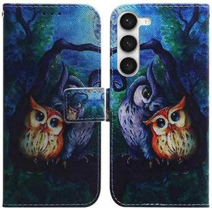 For Samsung Galaxy S23 5G Coloured Drawing Flip Leather Phone Case(Oil Painting Owl)