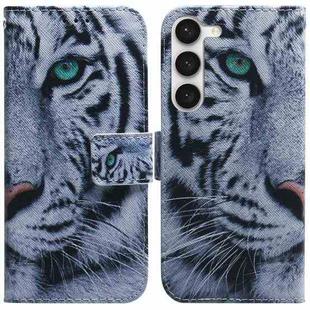 For Samsung Galaxy S23 5G Coloured Drawing Flip Leather Phone Case(Tiger)