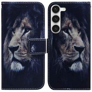 For Samsung Galaxy S23 5G Coloured Drawing Flip Leather Phone Case(Lion)