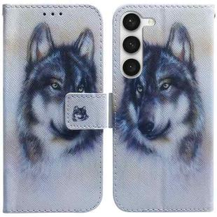 For Samsung Galaxy S23+ 5G Coloured Drawing Flip Leather Phone Case(White Wolf)