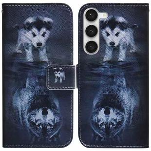 For Samsung Galaxy S23+ 5G Coloured Drawing Flip Leather Phone Case(Wolf and Dog)