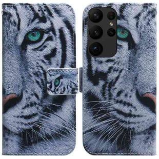 For Samsung Galaxy S23 Ultra 5G Coloured Drawing Flip Leather Phone Case(Tiger)
