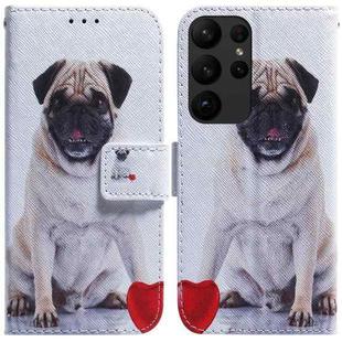 For Samsung Galaxy S23 Ultra 5G Coloured Drawing Flip Leather Phone Case(Pug)