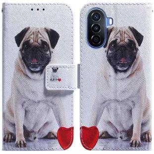 For Huawei nova Y70 Plus Coloured Drawing Flip Leather Phone Case(Pug)