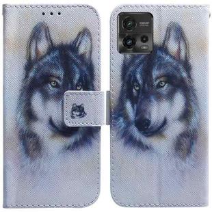 For Motorola Moto G72 Coloured Drawing Flip Leather Phone Case(White Wolf)