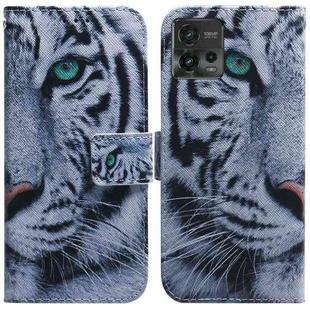 For Motorola Moto G72 Coloured Drawing Flip Leather Phone Case(Tiger)