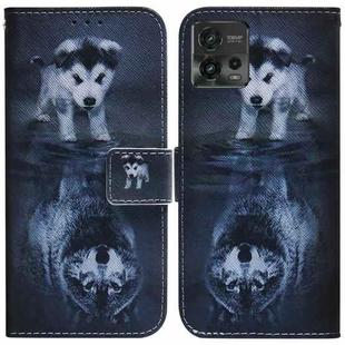 For Motorola Moto G72 Coloured Drawing Flip Leather Phone Case(Wolf and Dog)