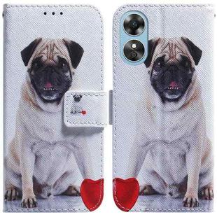 For OPPO A17 Coloured Drawing Flip Leather Phone Case(Pug)