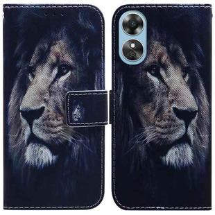 For OPPO A17 Coloured Drawing Flip Leather Phone Case(Lion)