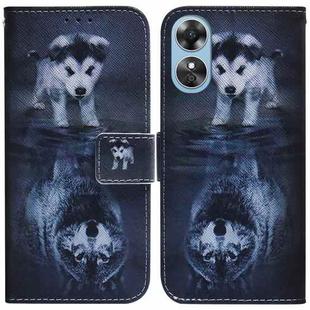 For OPPO A17 Coloured Drawing Flip Leather Phone Case(Wolf and Dog)