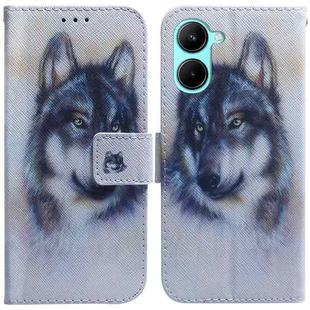 For Realme C33 Coloured Drawing Flip Leather Phone Case(White Wolf)