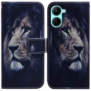For Realme C33 Coloured Drawing Flip Leather Phone Case(Lion)