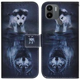 For Xiaomi Redmi A1+ Coloured Drawing Flip Leather Phone Case(Wolf and Dog)