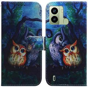 For Tecno Pop 6 Fingerprint Coloured Drawing Flip Leather Phone Case(Oil Painting Owl)