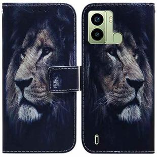 For Tecno Pop 6 Fingerprint Coloured Drawing Flip Leather Phone Case(Lion)
