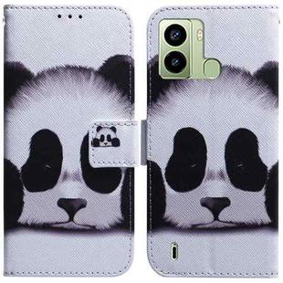 For Tecno Pop 6 Fingerprint Coloured Drawing Flip Leather Phone Case(Panda)