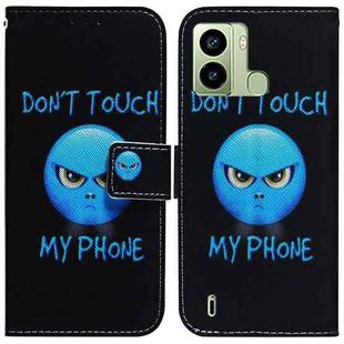For Tecno Pop 6 Fingerprint Coloured Drawing Flip Leather Phone Case(Anger)