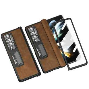 For Samsung Galaxy Z Fold4 Napa Texture All-inclusive Phone Case(Brown)