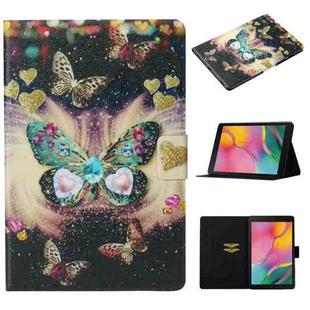 For Galaxy Tab A 8.0 (2019) T290 / T295 Coloured Drawing Pattern Horizontal Flip Leather Case with Holder & Card Slot(Butterflies)