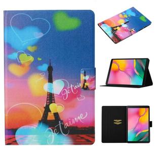 For Galaxy Tab A 10.1 (2019) T515 / T510 Coloured Drawing Pattern Horizontal Flip Leather Case with Holder & Card Slot(Romantic Tower)