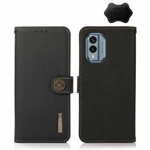 For Nokia X30 5G KHAZNEH Custer Genuine Leather RFID Phone Case(Black)