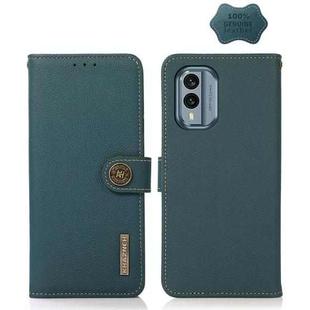 For Nokia X30 5G KHAZNEH Custer Genuine Leather RFID Phone Case(Green)