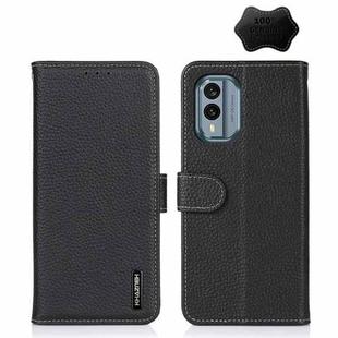 For Nokia X30 5G KHAZNEH Litchi Genuine Leather Phone Case(Black)
