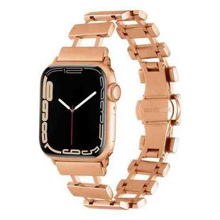 Hollow Stainless Steel Watch Band For Apple Watch Ultra 49mm / Series 8&7 45mm / SE 2&6&SE&5&4 44mm(Rose Gold)