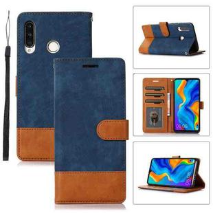 For Huawei P30 Lite Splicing Leather Phone Case(Dark Blue)