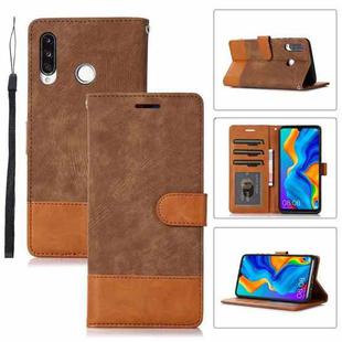 For Huawei P30 Lite Splicing Leather Phone Case(Brown)