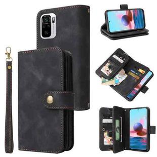 For Xiaomi Redmi Note 10 4G Multifunctional Card Slot Zipper Wallet Leather Phone Case(Black)