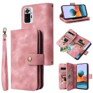 For Xiaomi Redmi Note 10 Pro 4G Multifunctional Card Slot Zipper Wallet Leather Phone Case(Rose Gold)