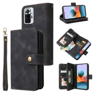 For Xiaomi Redmi Note 10 Pro 4G Multifunctional Card Slot Zipper Wallet Leather Phone Case(Black)