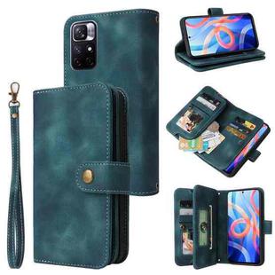 For Xiaomi Redmi Note 11 5G Multifunctional Card Slot Zipper Wallet Leather Phone Case(Blue)