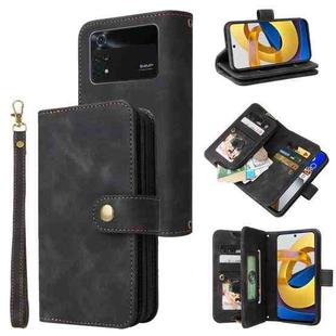 For Xiaomi Poco M4 Pro 5G Multifunctional Card Slot Zipper Wallet Leather Phone Case(Black)