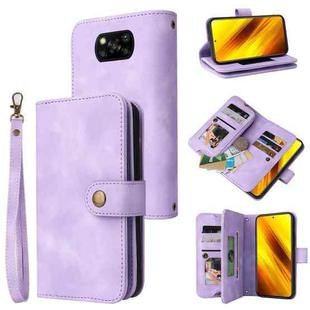 For Xiaomi Poco X3 NFC Multifunctional Card Slot Zipper Wallet Leather Phone Case(Purple)