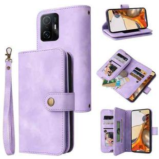 For Xiaomi 11T / 11T Pro Multifunctional Card Slot Zipper Wallet Leather Phone Case(Purple)