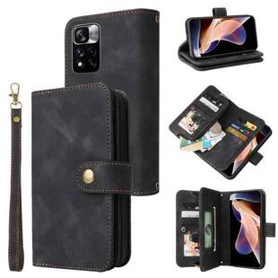 For Xiaomi Redmi Note 11 Global Multifunctional Card Slot Zipper Wallet Leather Phone Case(Black)